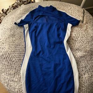 Fashion Nova Blue and White Jumpsuit